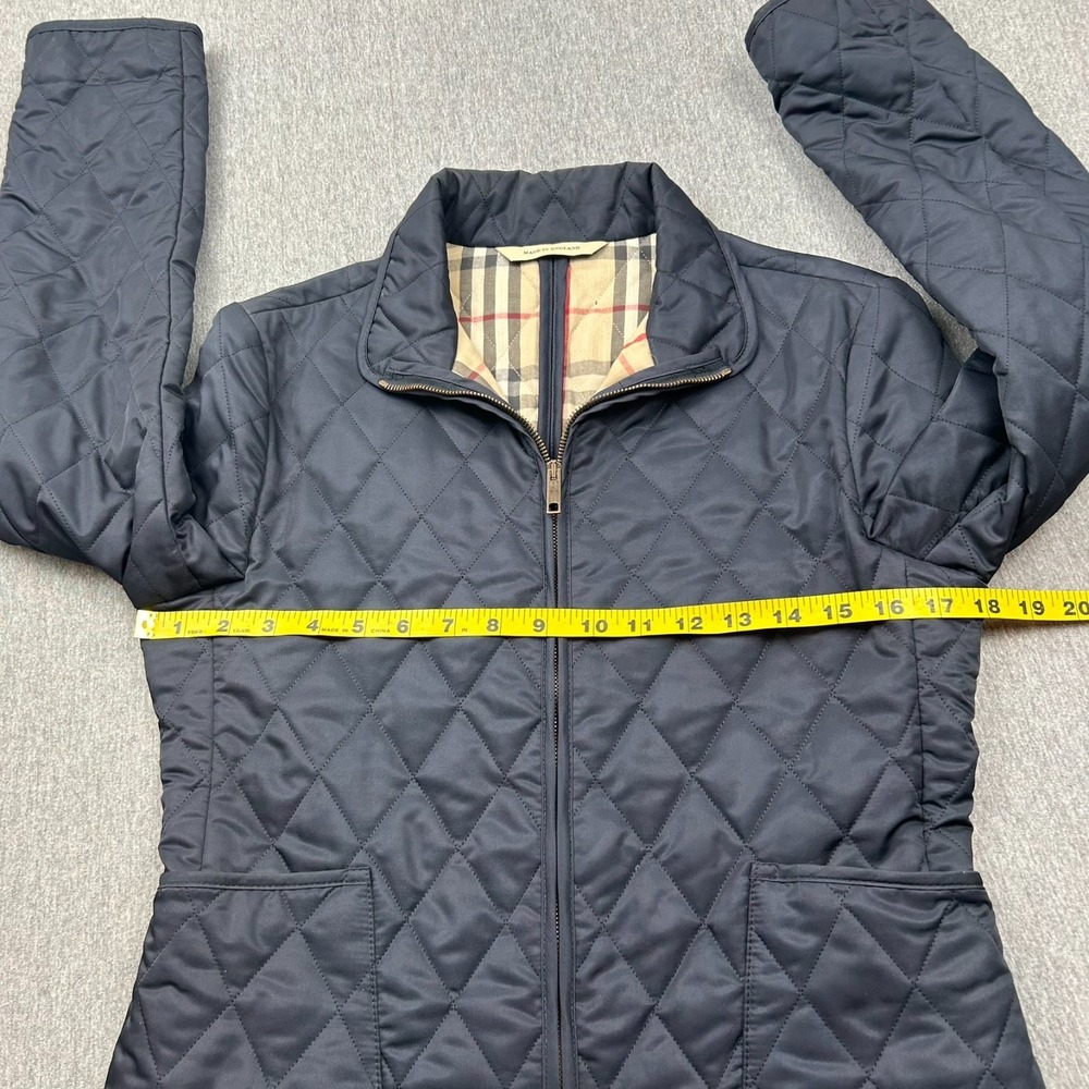 Burberry London Full Zip Quilted Jacket Womens Small Blue Plaid Lined - Picture 6 of 16
